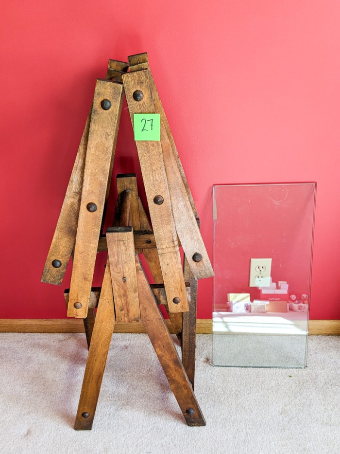 27. Antique Wash Tub Stand w/ (2) Pieces of Glass for Table