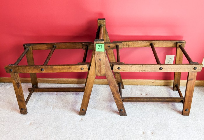 27. Antique Wash Tub Stand w/ (2) Pieces of Glass for Table - Image 2