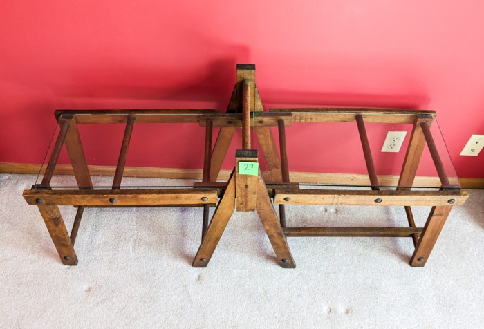 27. Antique Wash Tub Stand w/ (2) Pieces of Glass for Table - Image 3