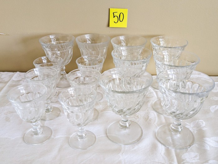 50. (8) Wine Glasses + (6) Cordials