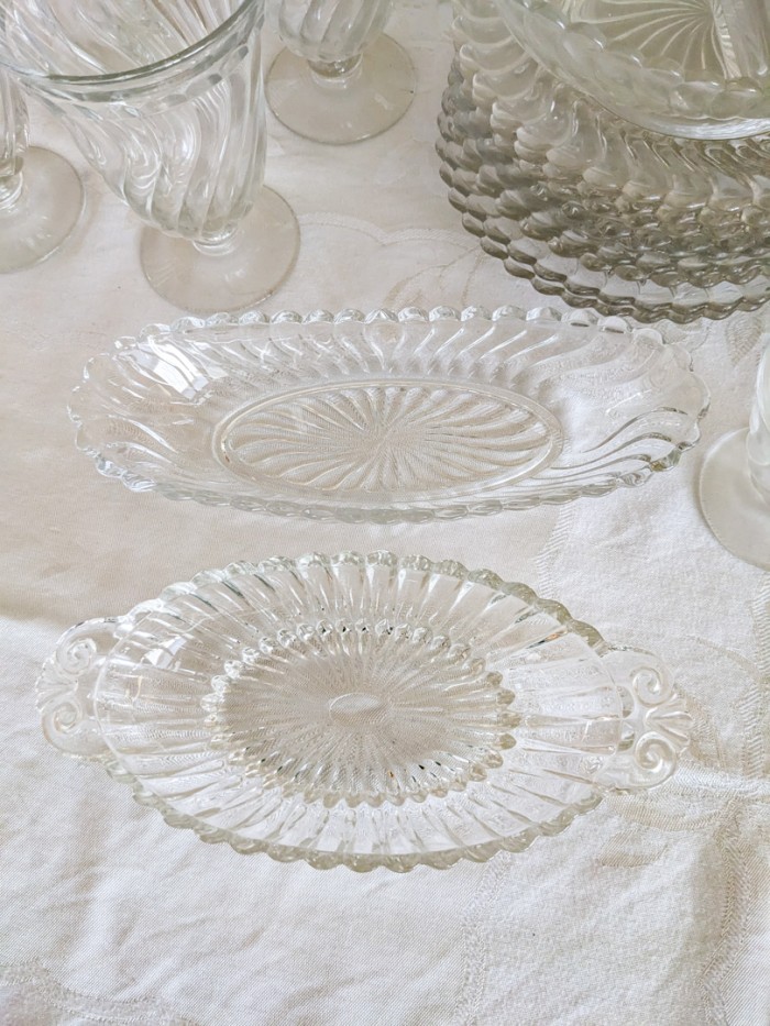 52. (9) Plates, (8) Glasses, (4) Sm. Glasses, (4) Champagne Glasses +  (3) Serving Pieces - Image 4