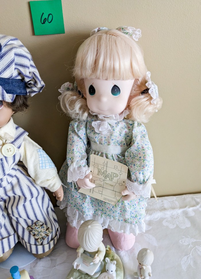 60. (2) 17" Precious Moments Dolls + (4) Figurines - Image 2