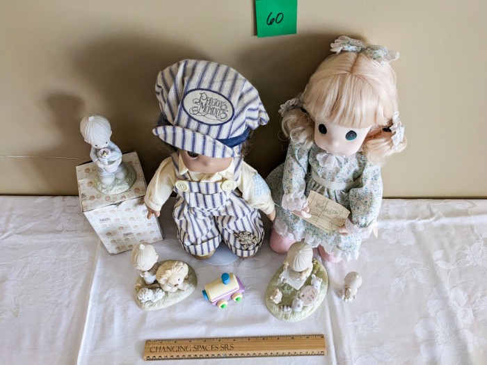 60. (2) 17" Precious Moments Dolls + (4) Figurines - Image 3