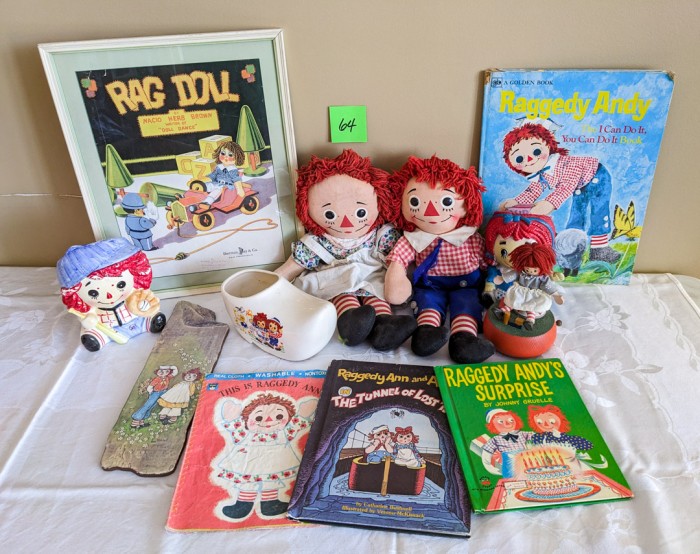 64. Raggedy Ann Dolls, Books, Art + Collectibles