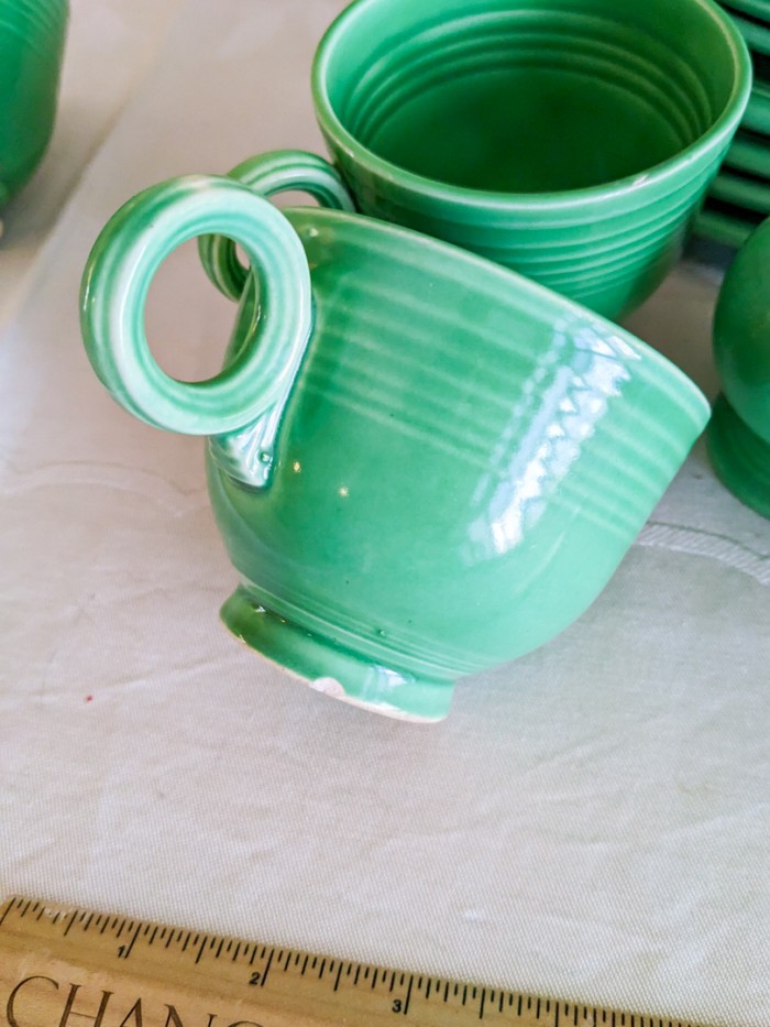 71. Fiesta Teapot, Pitcher, Creamer + Sugar, (4) Dessert Plates, (3) Teacups/Saucers and Salt + Pepper Set - Image 4