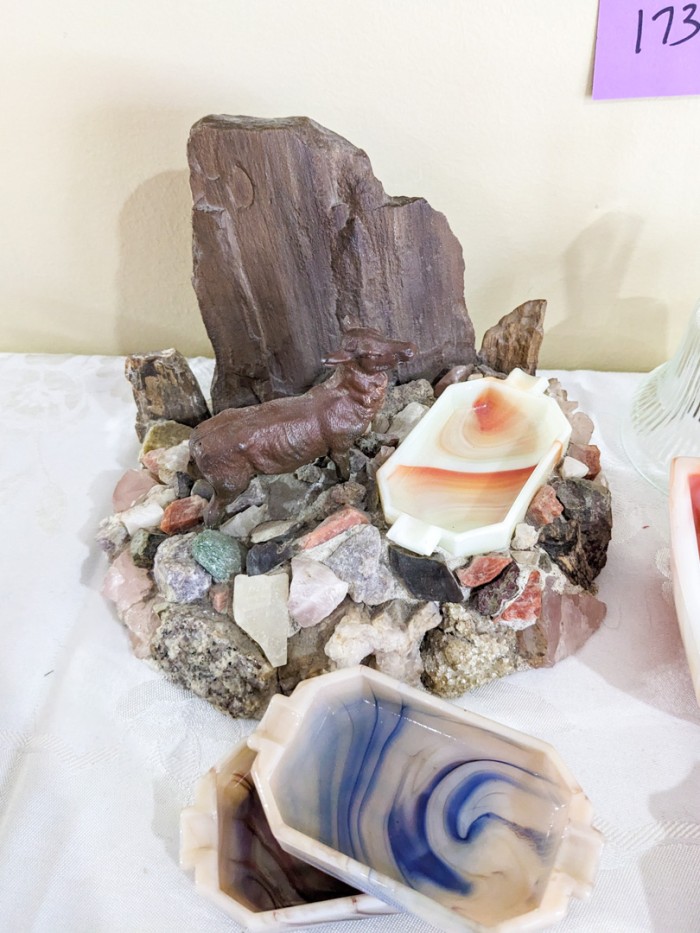 173. (5) Akro Agate Pieces, Glass Bell + Box - Image 6