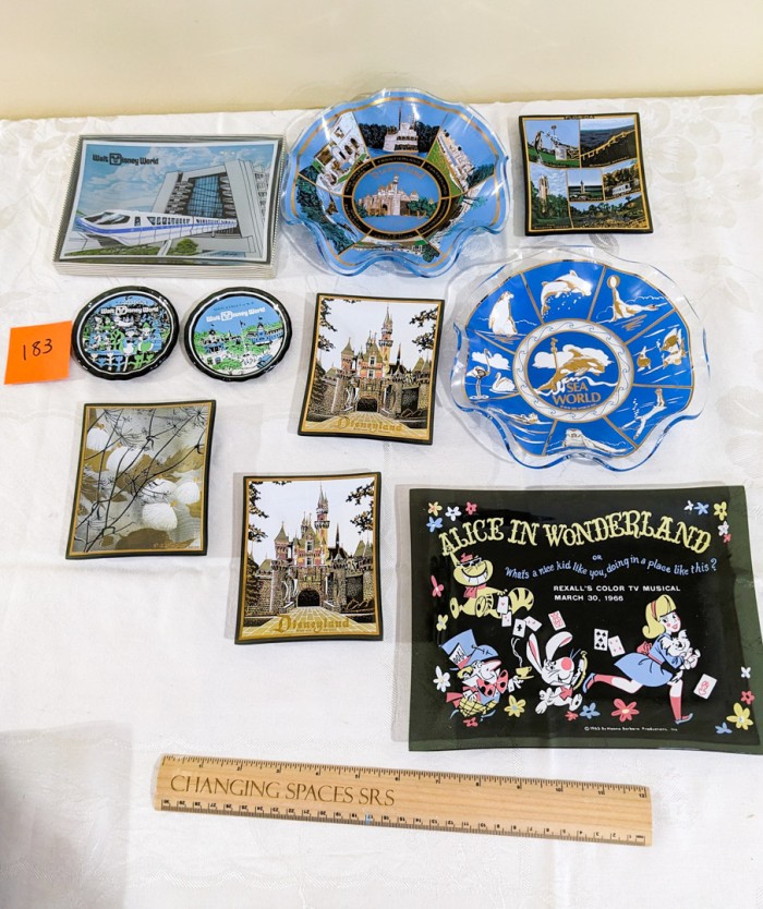 183. (10) Vintage Glass Houze Disney, Sea World + Florida Trays