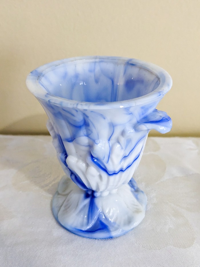 87. Akro Agate Blue Bowl + (6) Sm Pots - Image 2