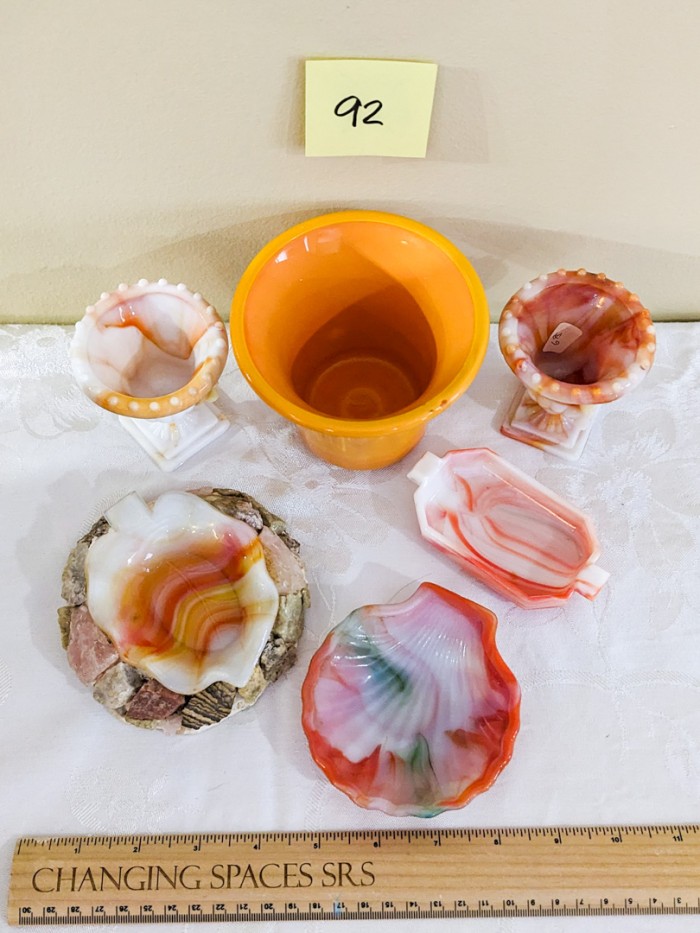 92. (6) Akro Agate Orange Glassware - Image 6