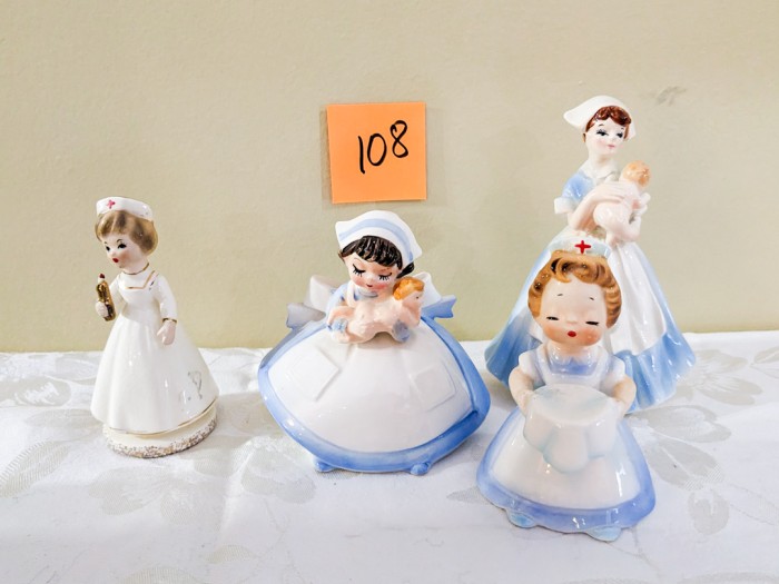 108. (4) Lefton Nurse Figurines