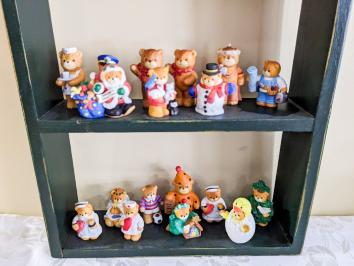 110. (25+) Enesco Ceramic Bears + Display Shelf - Image 3