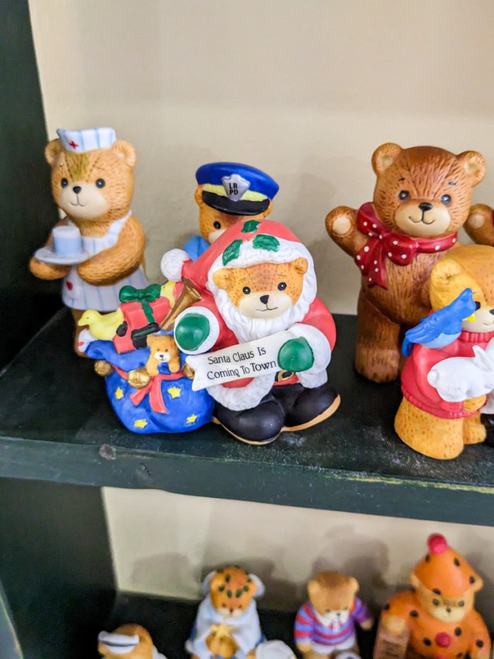 110. (25+) Enesco Ceramic Bears + Display Shelf - Image 5