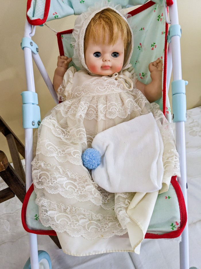 132. Highchair, (2) Baby Dolls + Stroller - Image 3