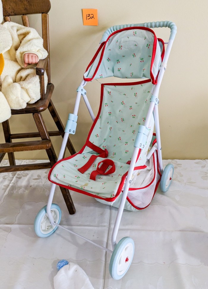 132. Highchair, (2) Baby Dolls + Stroller - Image 5