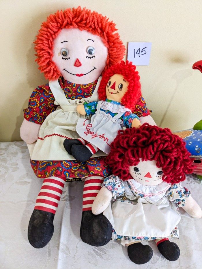 145. Vintage Tin Top, (3) Raggedy Ann Dolls + (5) Books - Image 4