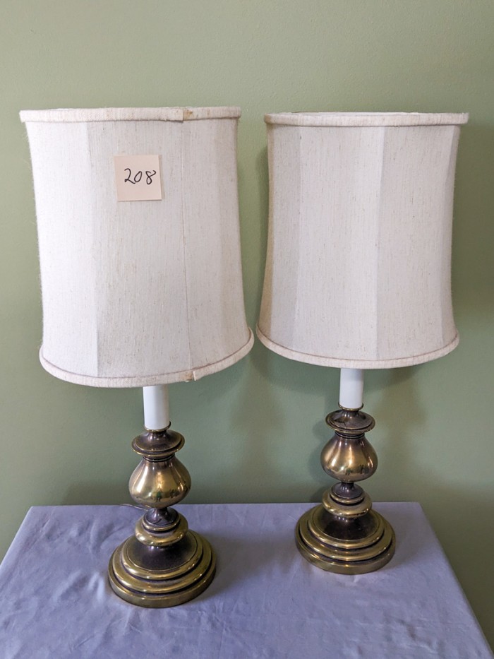 208. (2) 22" Brass Lamps