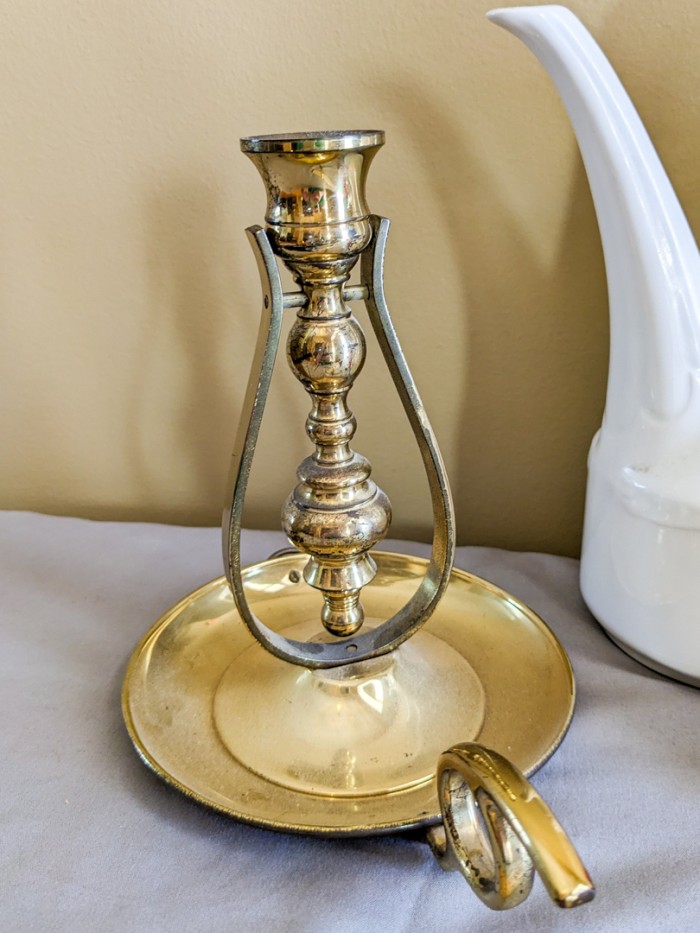 220. Teapot, Vase, Brass Candle Holder + Cardinal Measuring Spoons - Image 5