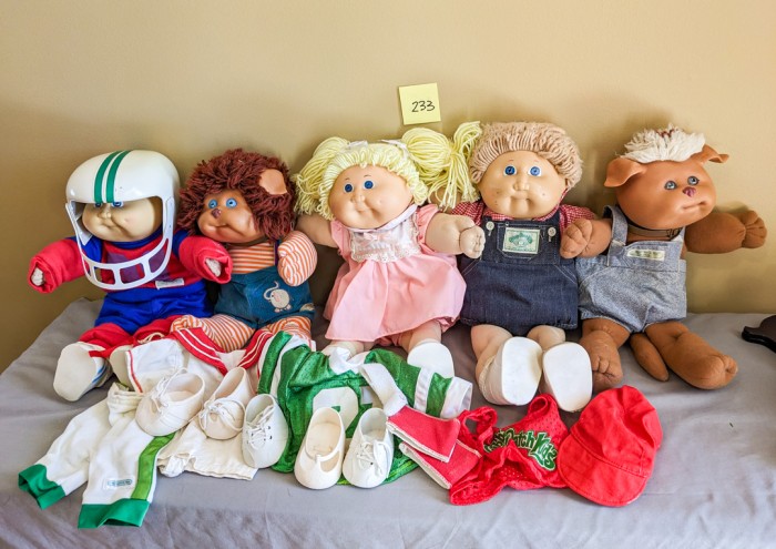 233. (5) Cabbage Patch Dolls, Animals + Accessories