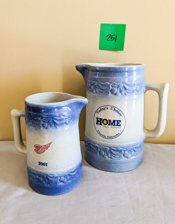 251. (2) Red Wing "Home" Stoneware Pitchers