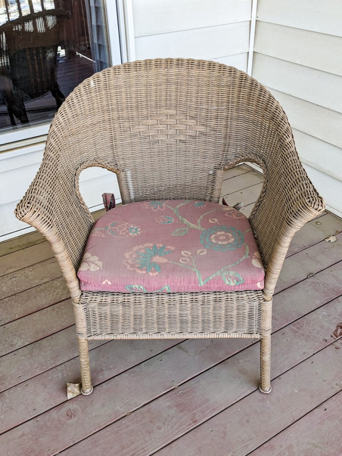 301. Wicker Rocking Chair w/ Ottoman, Glass Top Table + Armchair - Image 3