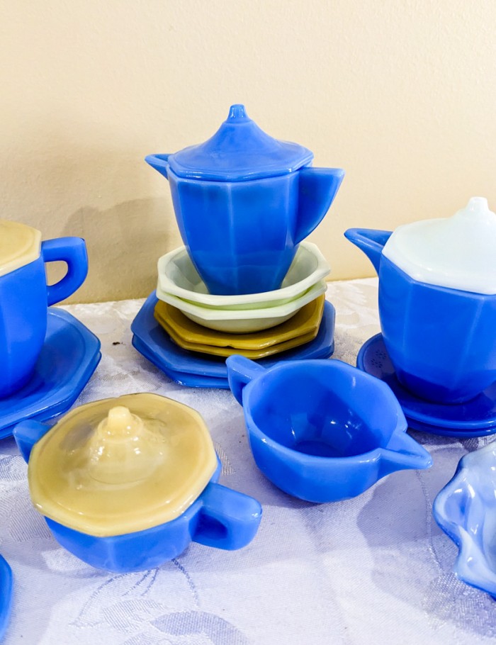 307. Akro Agate Mini Tea Set + Dishes - Image 7