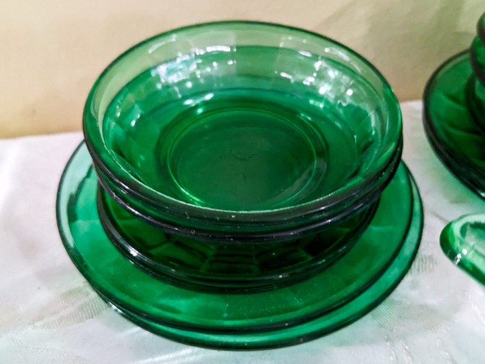 309. Green Glass Mini Tea Set - Image 6