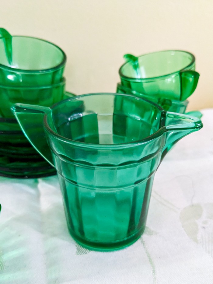 309. Green Glass Mini Tea Set - Image 4