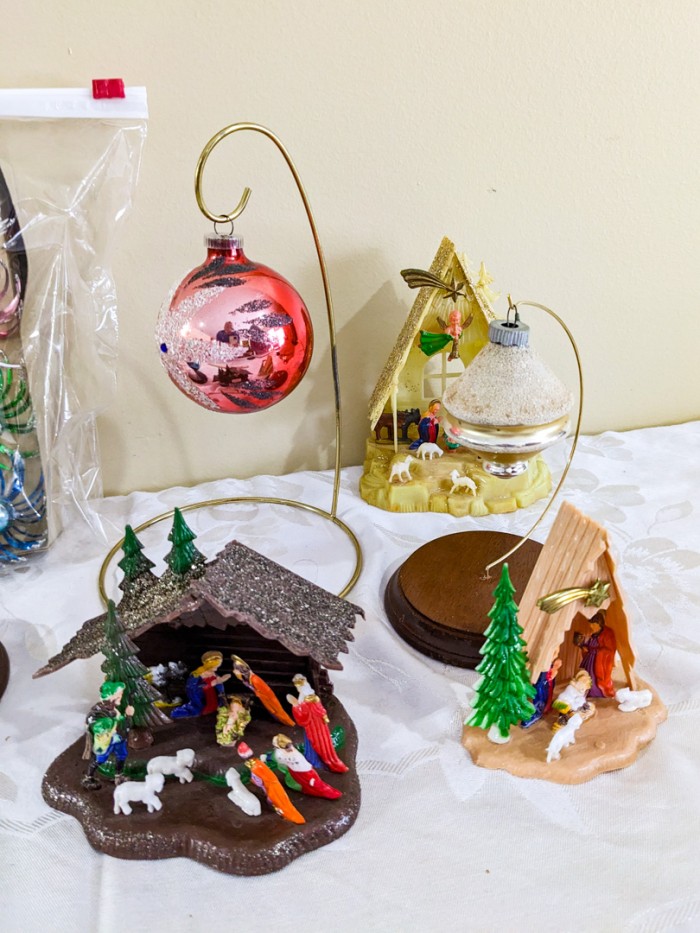 328. Vintage Shiny Brite Ornaments + Plastic Nativities - Image 5