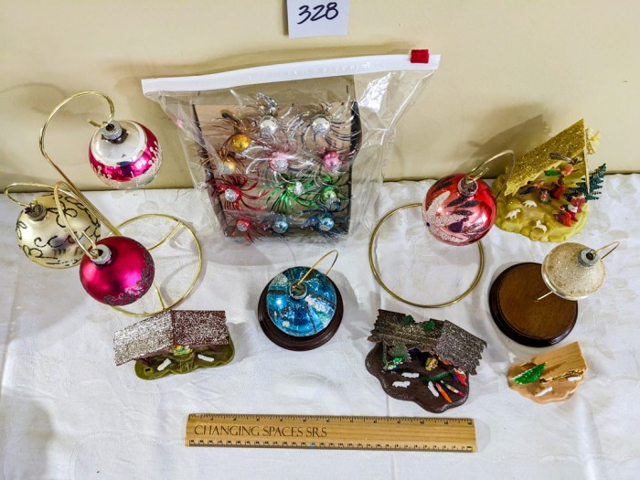 328. Vintage Shiny Brite Ornaments + Plastic Nativities - Image 3