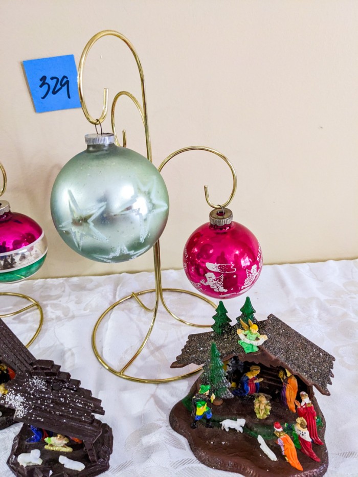 329. (6) Shiny Brite Ornaments + (5)Plastic Nativities - Image 8