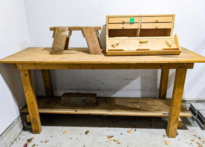 379. Work Bench, Stool + Tool Box