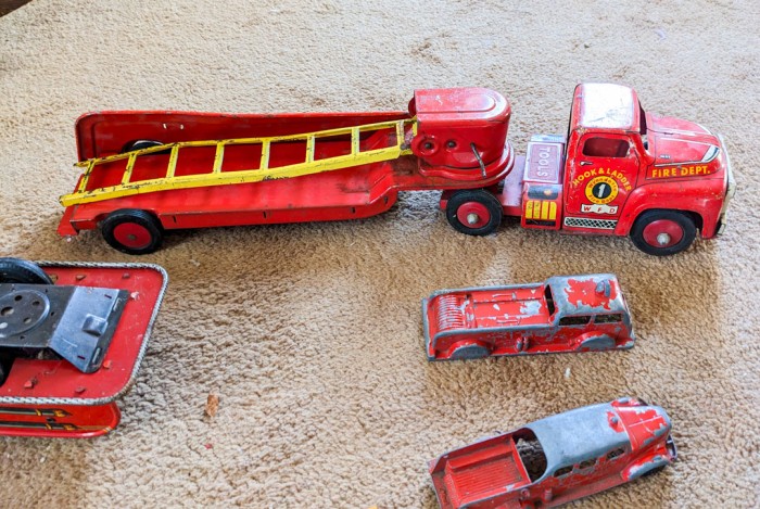 45. (4) Vintage Metal Fire Trucks - Image 11