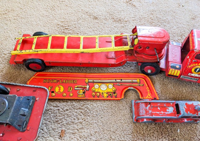 45. (4) Vintage Metal Fire Trucks - Image 10