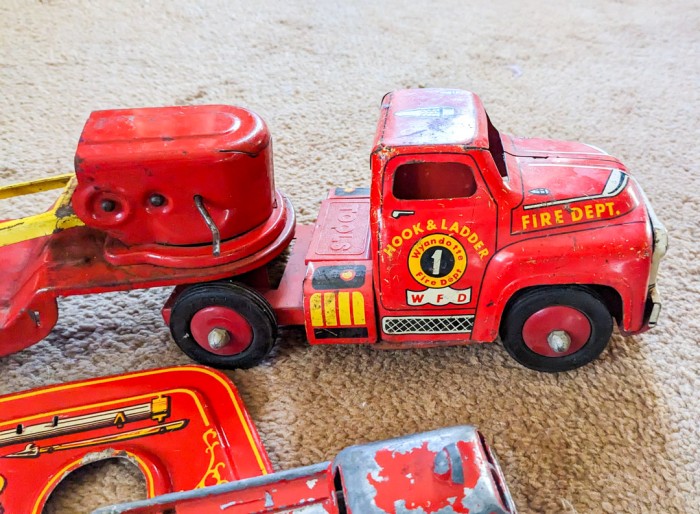 45. (4) Vintage Metal Fire Trucks - Image 9