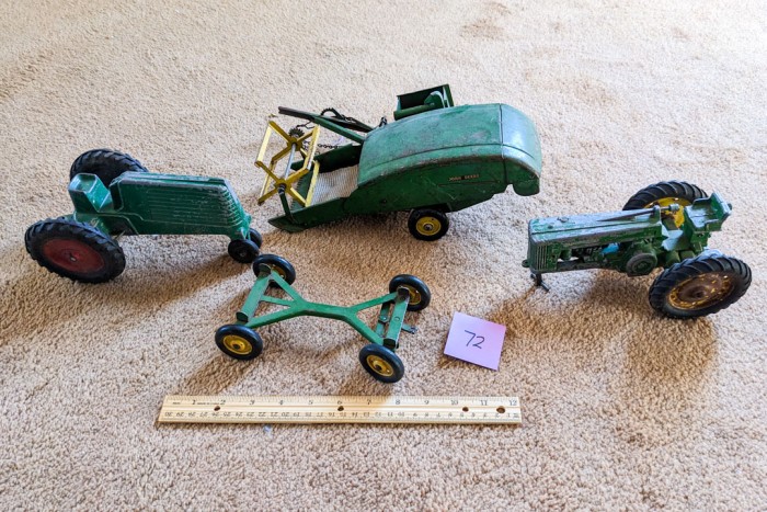 72. Vintage John Deere Tractor + Metal Toys Tractors