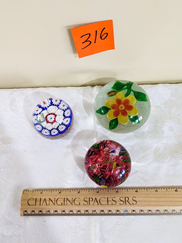 316. (3) Art Glass Paperweights - Image 3