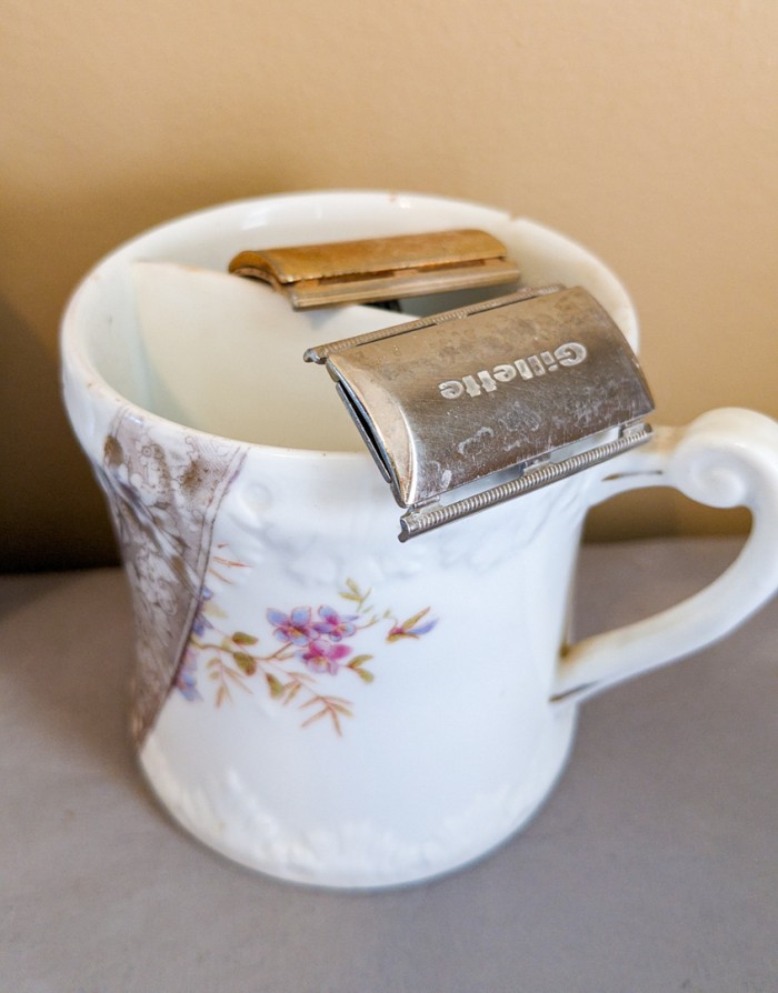 200. Shaving Mug, Razors, Mirrors, Gold Filled Frames + Collectibles - Image 2