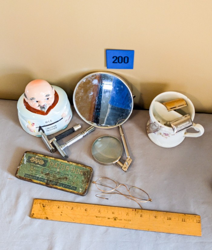 200. Shaving Mug, Razors, Mirrors, Gold Filled Frames + Collectibles - Image 3