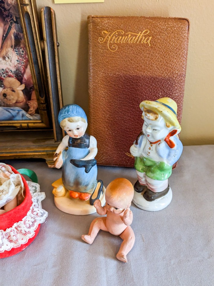 208. Vintage Frame, Mini Vases, Figurines, Book + Collectibles - Image 2