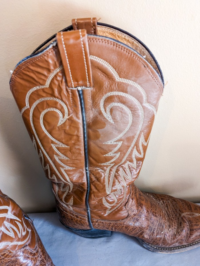 211.  Vintage Cowboy Boots- Size 8D,  Tombstone Hat - Size 7 1/8 and Shoe Kit - Image 8