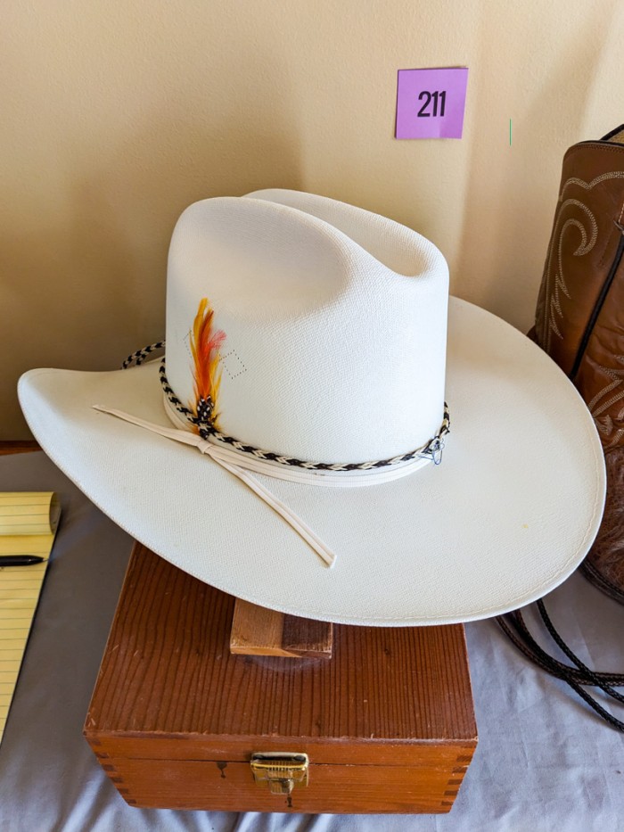 211.  Vintage Cowboy Boots- Size 8D,  Tombstone Hat - Size 7 1/8 and Shoe Kit - Image 6