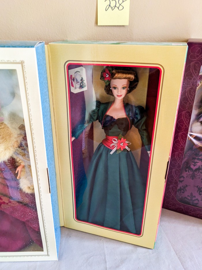 228. (3) Holiday Barbies - Image 7