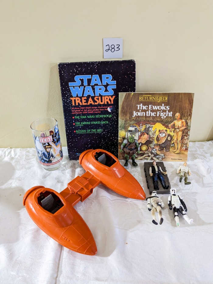 283. Star Wars Books, Glass, Figures + Toys