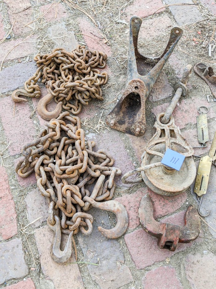 111. Pulley, Chains, Scales + Misc. Metal Pieces - Image 3