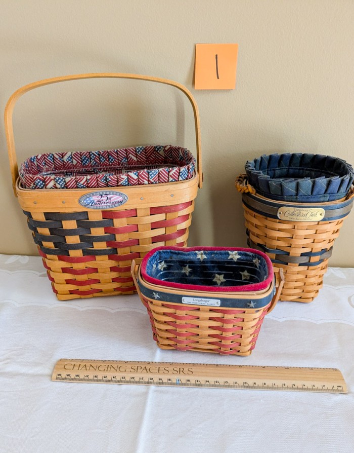 1. (3) Longaberger Baskets - Image 3