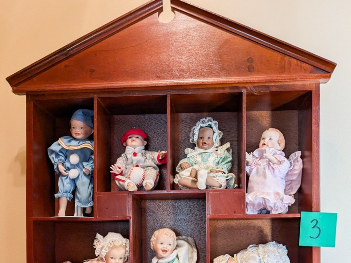 3. (11) Dolls w/ Wall Shelf - Image 2