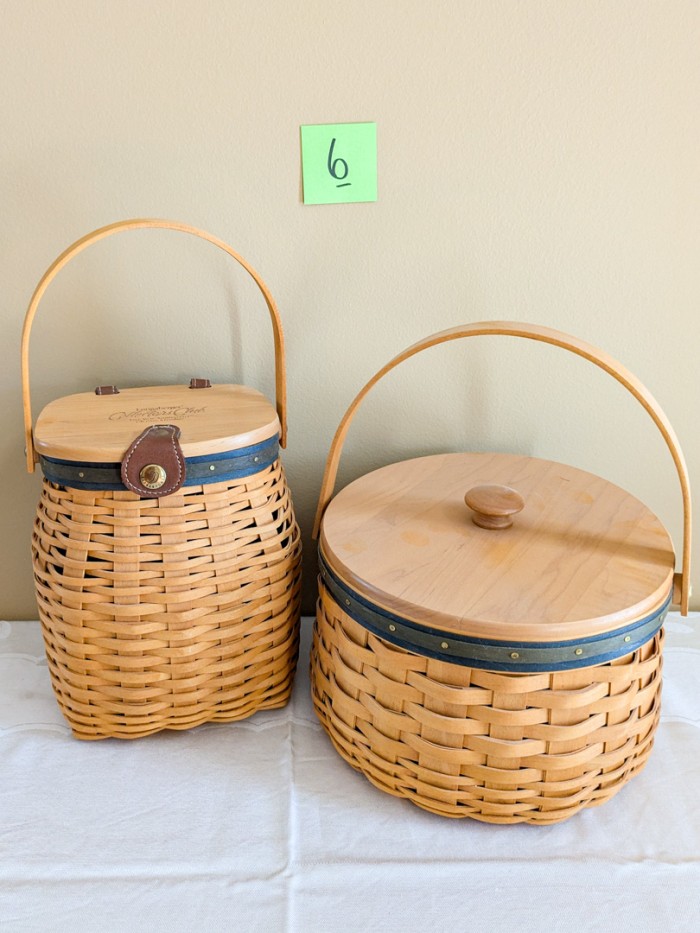 6. (2) Longaberger Baskets w/ Lids