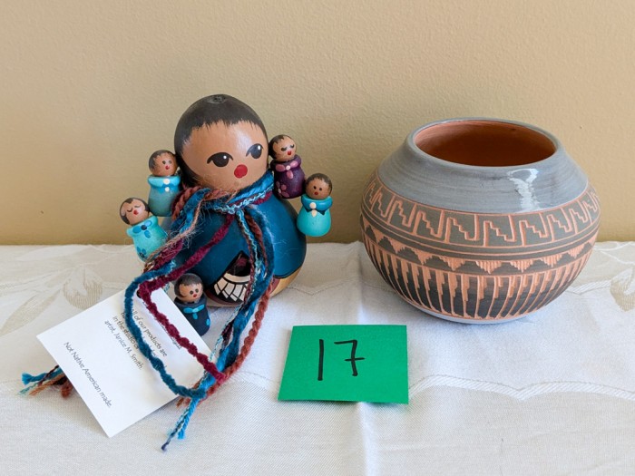 17. Navajo Pottery (signed) + Storyteller