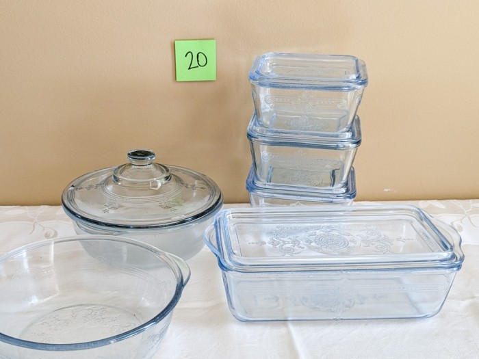 20. (6) Blue Depression Glass Containers - Image 2