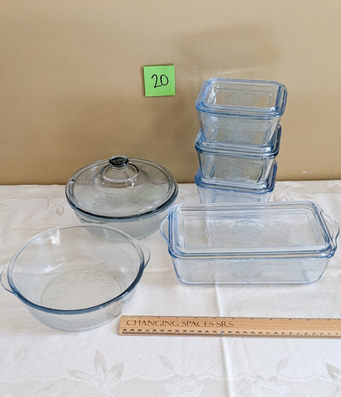 20. (6) Blue Depression Glass Containers - Image 6